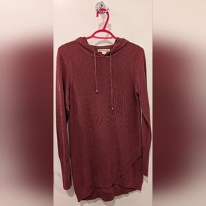Alini Burgundy Knit Hoodie Sweater